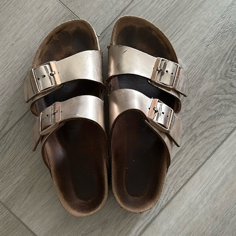 Birkenstock Arizona rose gold sandals 38
